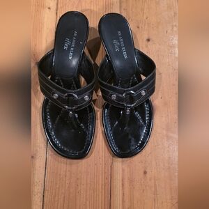 Anne Klein Black Leather Sandals